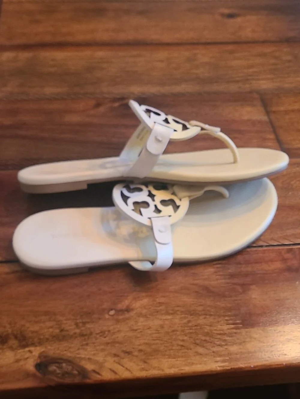Tory Burch Ivory Miller Logo Thong Sandals